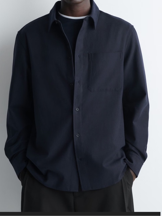 COS Other - COS - navy relaxed brushed button up over-shirt - cotton blend - small